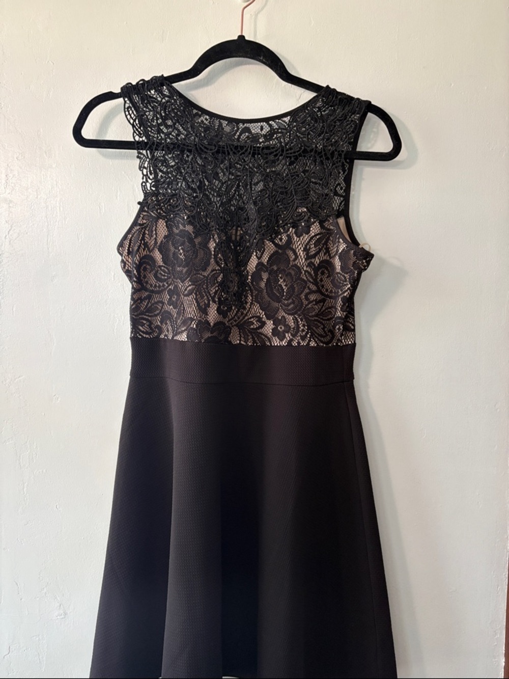 NEW WITH TAGS: Trixxi Black Lace Bodice Midi Dress with Nude Lining
